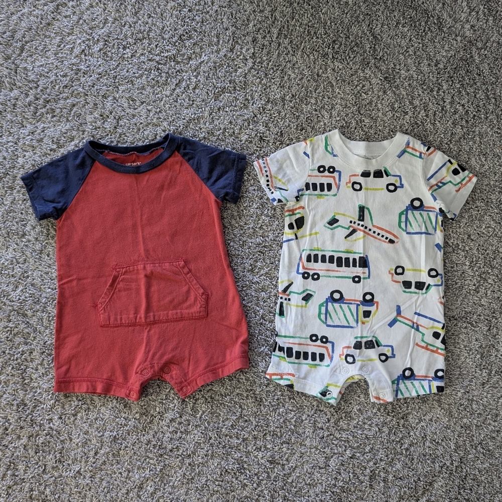 2 Carter's  baby boy rompers 12 months